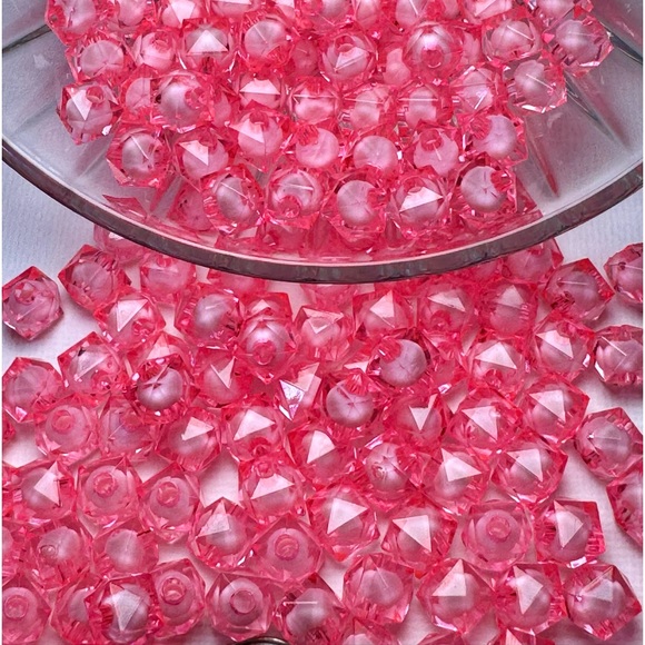 100 8mm Pink Crystal Cut Square Acrylic Beads Jewelry Making DIY Crafting Lot - Picture 11 of 16
